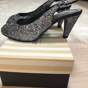 Ron white sparkly peep toe pumps